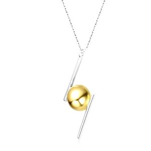 Genevive .925 Two-Tone with 14K Gold Pl Sphere & White Gold Pl Asymmetrical Bar